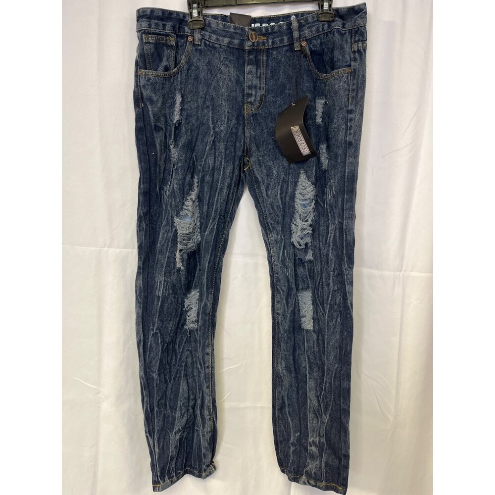 True Rock Men's Blue Ripped Jeans/Straight Leg Size 36 SKU 5804